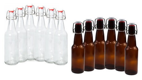 1 Gallon Glass Jugs and 16-20oz Growlers Sets For Beverages, Oil, Vinegar, Kombucha, Beer, Water, Soda, Kefir