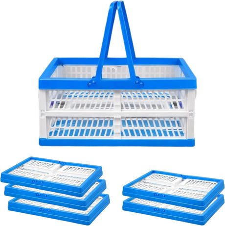 37L Capacity Collapsible Shopping Basket with Integrated Handles, Folds Flat for Easy Storage