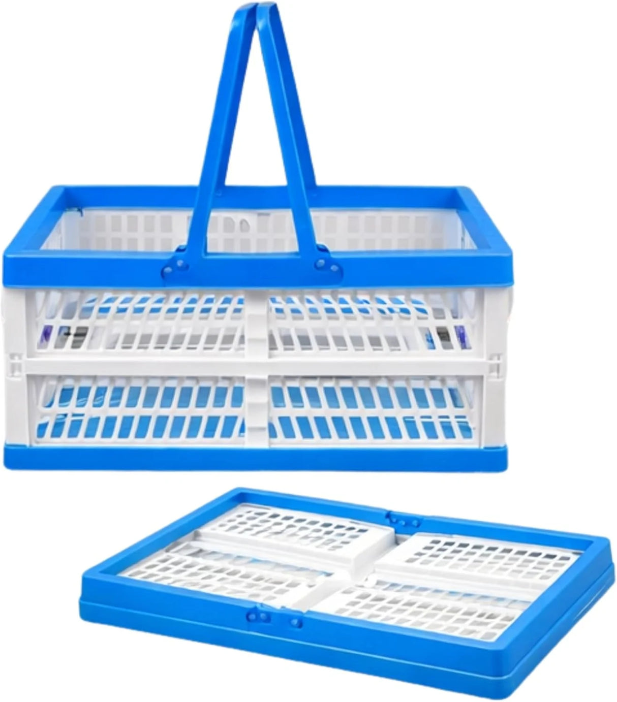 37L Capacity Collapsible Shopping Basket with Integrated Handles, Folds Flat for Easy Storage