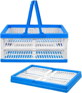 37L Capacity Collapsible Shopping Basket with Integrated Handles, Folds Flat for Easy Storage