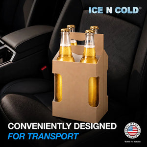 4pk Cardboard Carrier (Kraft Brown, Label View) - 12oz Bottles & Cans (Copy) ICE N COLD®