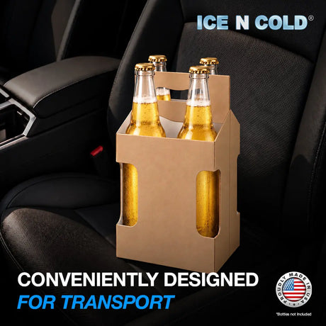 4pk Cardboard Carrier (Kraft Brown, Label View) - 12oz Bottles & Cans (Copy) ICE N COLD®