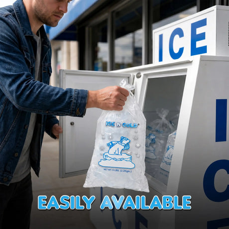 5lb Ice Bags with Cotton String Drawstring – 37 Micron Commercial Food Grade LDPE, BPA-Free, Freezer Safe Plastic, 9" x 17", Bolsas Hielo, Bolsas Para Hielo, Ice Cube Machine Storage Bag – Wholesale ICE N COLD®