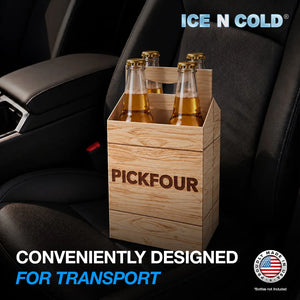 4pk Cardboard Carrier (Crate PickFour) - 12oz Bottles & Cans ICE N COLD®