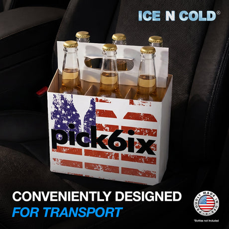 6pk Cardboard Carrier (Flag) 12oz Bottles & Cans | Made In USA ICE N COLD®