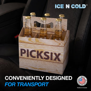 6pk Crate Cardboard Bottle Holder (Brown Crate Pick Six) 12oz Bottles & Cans | Made In USA ICE N COLD®