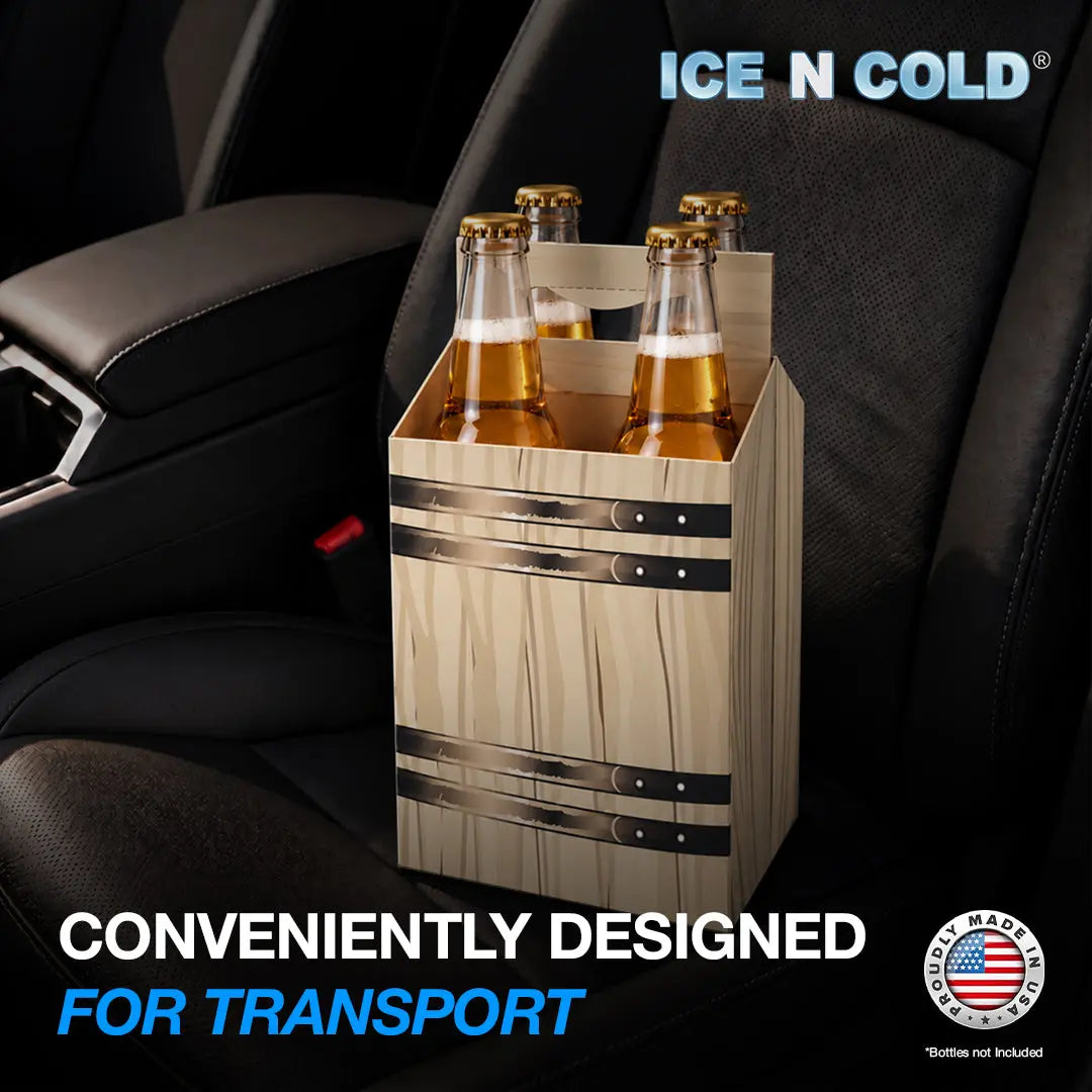 4pk Cardboard Carrier (Barrel Brown) - 12oz Bottles & Cans ICE N COLD®