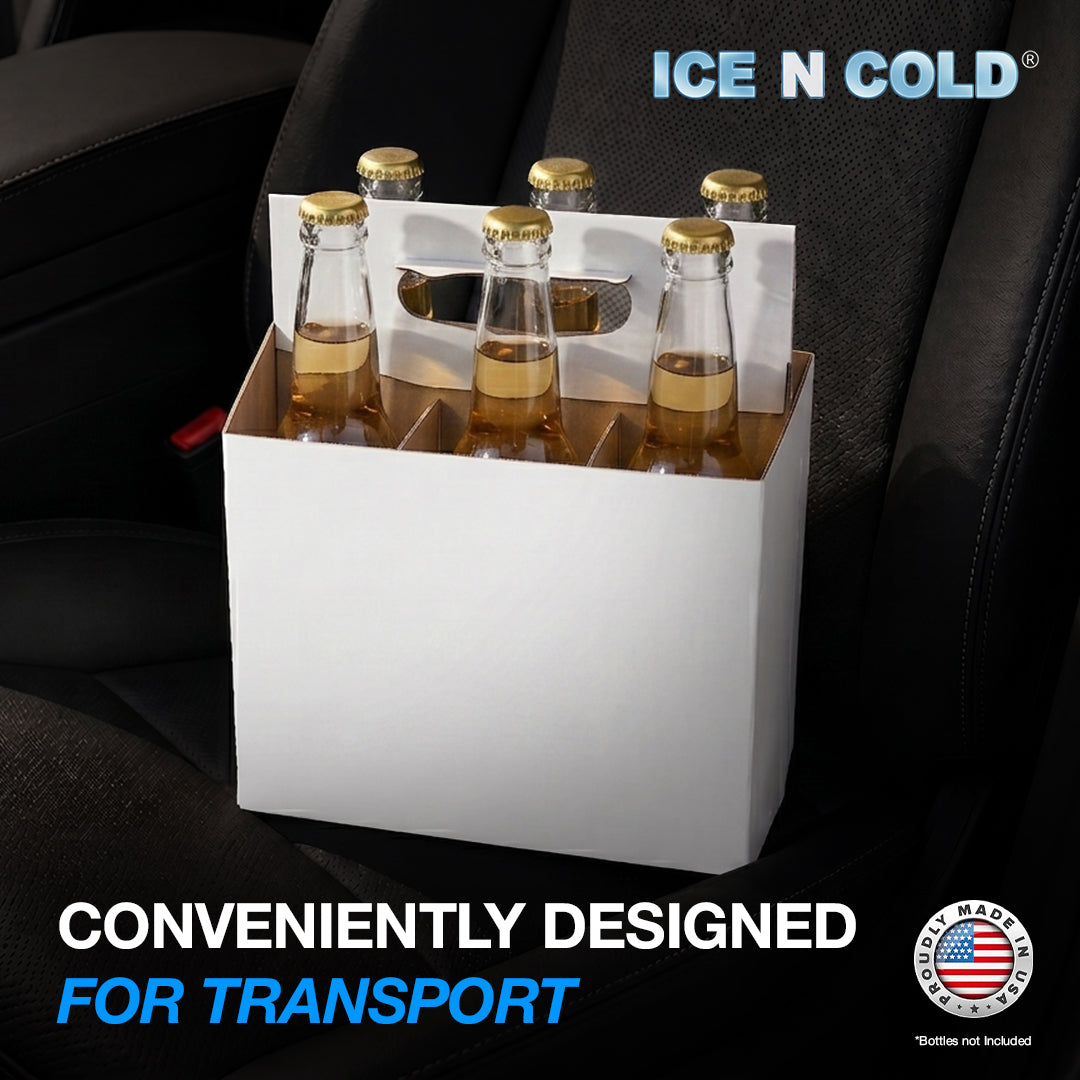 6pk Econo Pack Six Pack Cardboard Bottle Holder | Fits 12-16oz bottles | 140 Pack ICE N COLD®