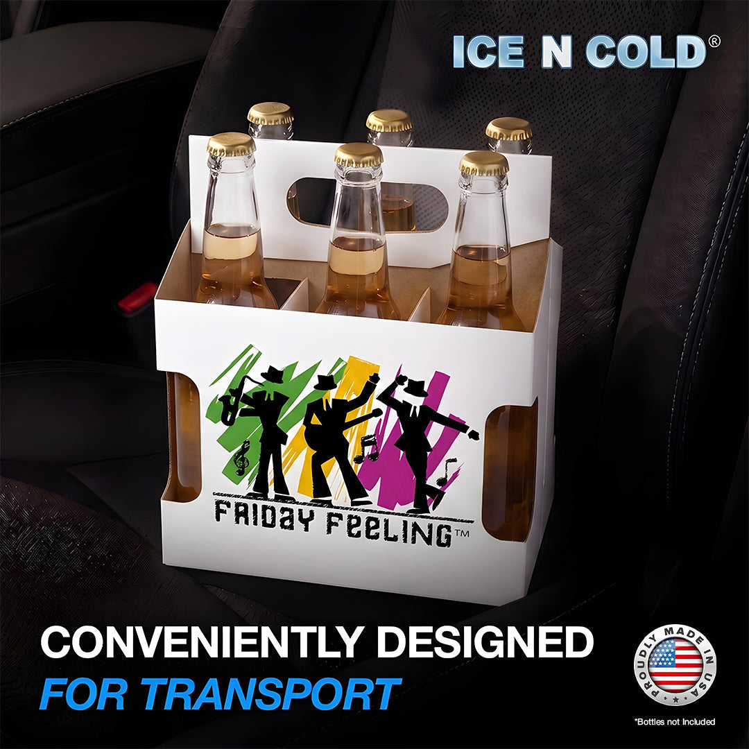 6pk Cardboard Carrier (Friday Feeling Die-Cut) 12oz Bottles & Cans | Made In USA C-Store Packaging
