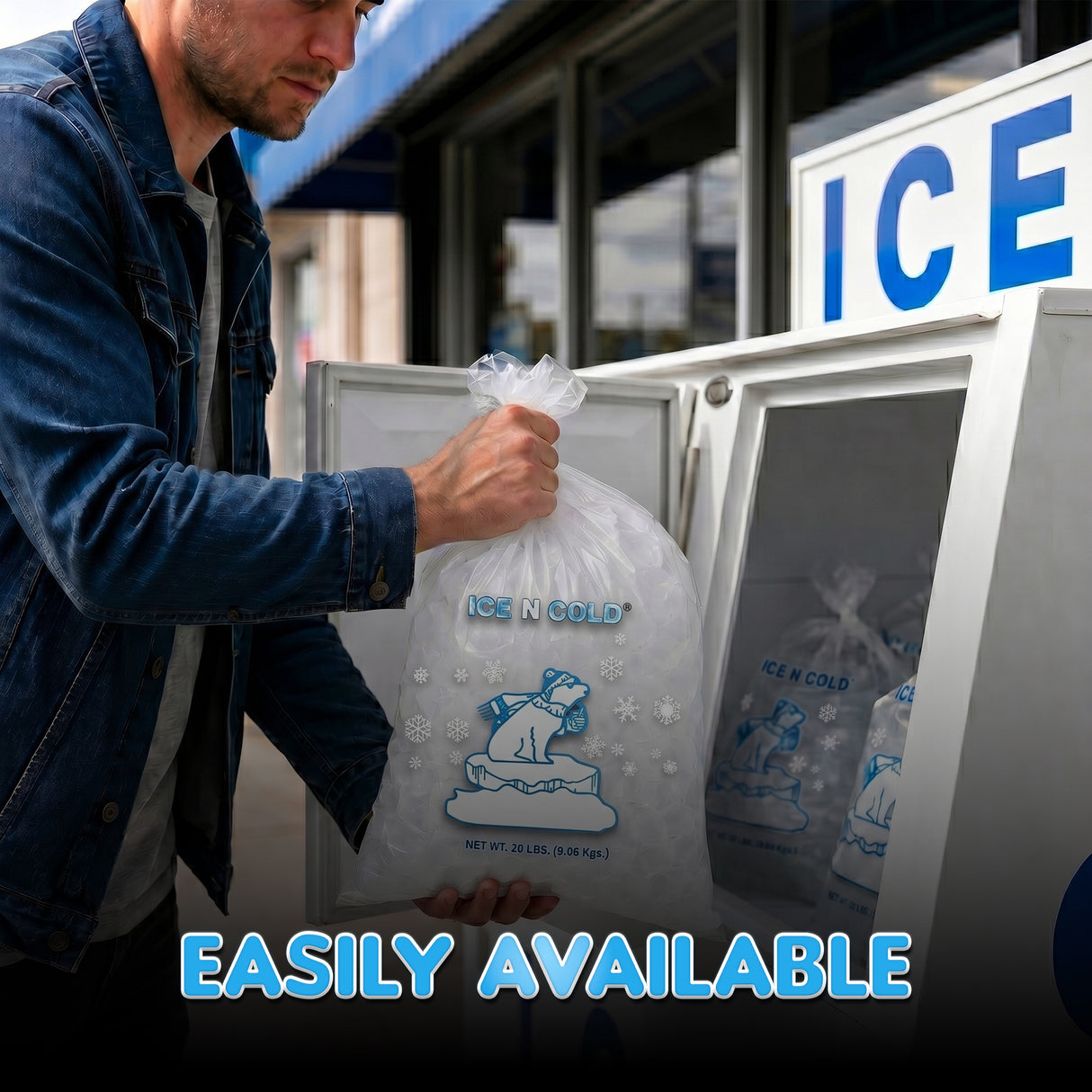 ICE N COLD® 20lb Ice Bags with Drawstring Closure | 50 mic Thickness | Portable Storage and Freezer Keeper