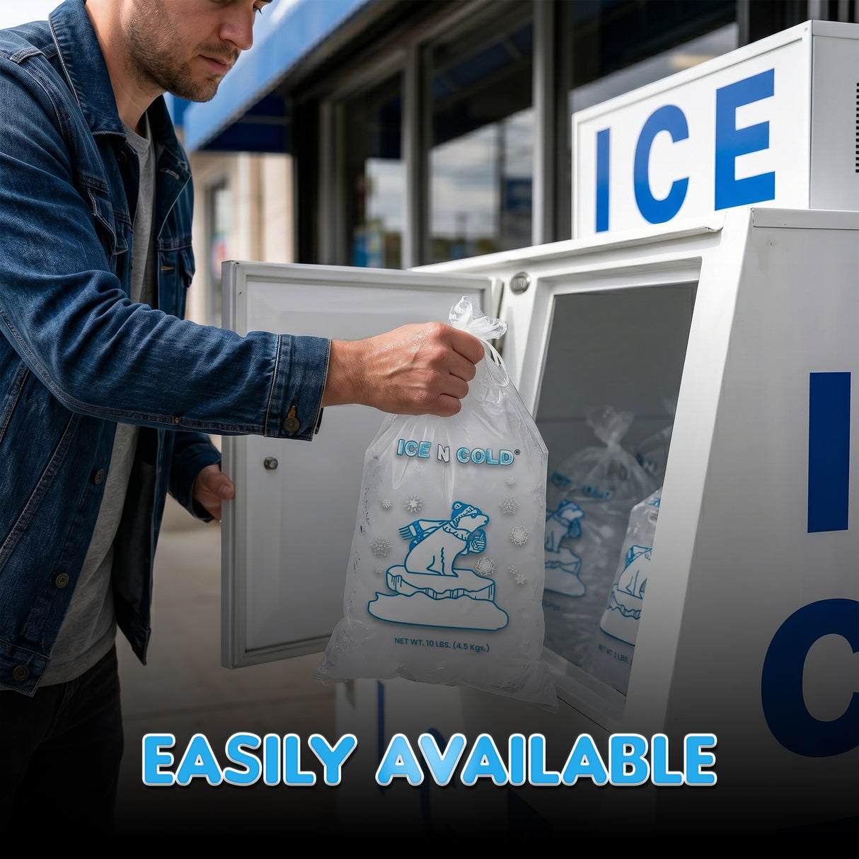 ICE N COLD® 10lb Ice Bags with Drawstring Closure | 41 mic Thickness | Portable Storage and Freezer Keeper