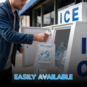 ICE N COLD® 10lb Ice Bags with Drawstring Closure | 41 mic Thickness | Portable Storage and Freezer Keeper