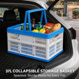 37L Capacity Collapsible Shopping Basket with Integrated Handles, Folds Flat for Easy Storage