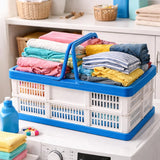 37L Capacity Collapsible Shopping Basket with Integrated Handles, Folds Flat for Easy Storage