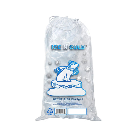 8lb Ice Bags with Cotton String 37 Micron Commercial & Food Grade LDPE, BPA-Free, Freezer Safe Plastic, 11" x 18" Bolsas Hielo, Bolsas Para Hielo, Ice Cube Machine Storage Bag (8 lb) ICE N COLD®