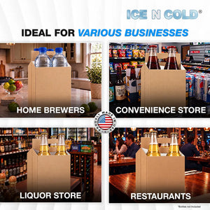 4pk Cardboard Carrier (Kraft Brown) - 12oz Bottles & Cans ICE N COLD®