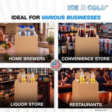 4pk Cardboard Carrier (Kraft Brown) - 12oz Bottles & Cans ICE N COLD®
