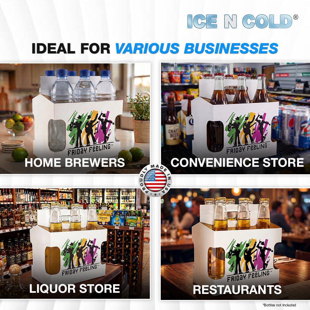 6pk Cardboard Carrier (Friday Feeling Die-Cut) 12oz Bottles & Cans | Made In USA C-Store Packaging