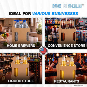 4pk Cardboard Carrier (Kraft Brown, Label View) - 12oz Bottles & Cans (Copy) ICE N COLD®