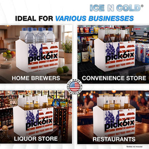 6pk Cardboard Carrier (Flag) 12oz Bottles & Cans | Made In USA ICE N COLD®