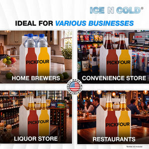 4pk Cardboard Carrier (White PickFour) - 12oz Bottles & Cans ICE N COLD®