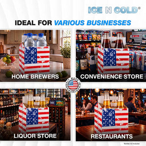 4pk Cardboard Carrier (American Flag) - 12oz Bottles & Cans ICE N COLD®