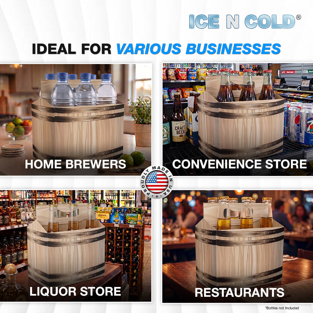 6pk Cardboard Carrier (Barrel) 12oz Bottles & Cans | Made In USA ICE N COLD®