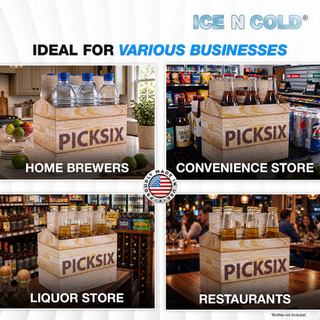 6pk Crate Cardboard Bottle Holder (Brown Crate Pick Six) 12oz Bottles & Cans | Made In USA ICE N COLD®
