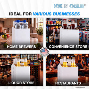 4pk Cardboard Carrier (White) - 12oz Bottles & Cans ICE N COLD®