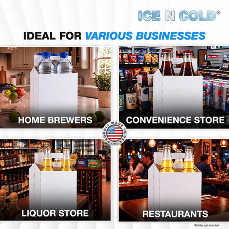 4pk Cardboard Carrier (White) - 12oz Bottles & Cans ICE N COLD®
