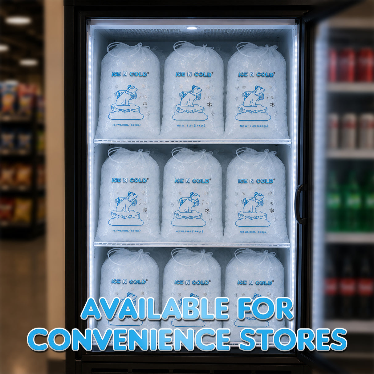 ICE N COLD® 8lb Ice Bags with Drawstring Closure | 37 mic Thickness | Portable Storage and Freezer Keeper