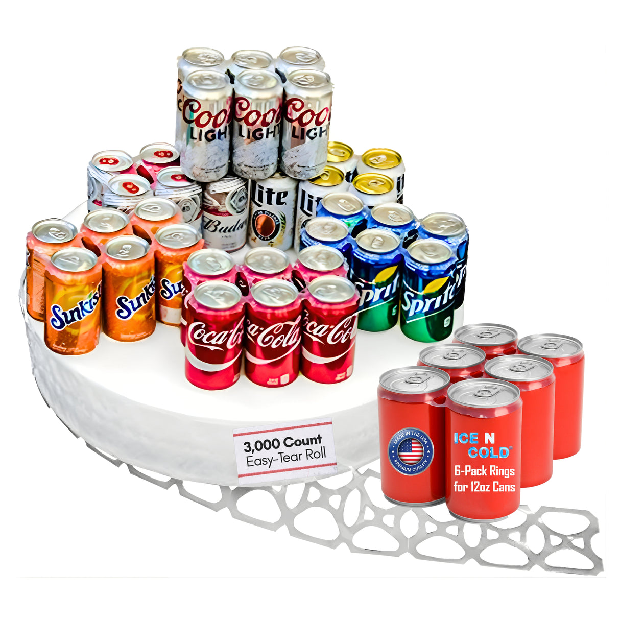 ICE N COLD® Perforated Six Pack Rings | 3000ct Roll