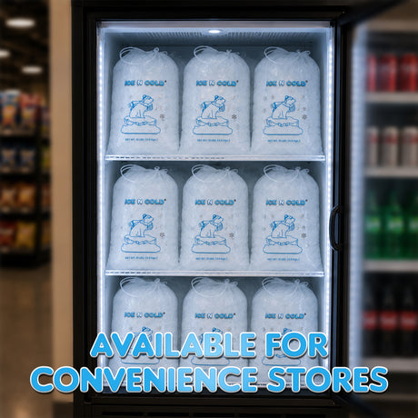 ICE N COLD® 10lb Ice Bags with Drawstring Closure | 41 mic Thickness | Portable Storage and Freezer Keeper