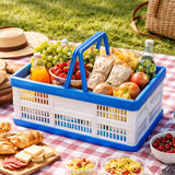 37L Capacity Collapsible Shopping Basket with Integrated Handles, Folds Flat for Easy Storage
