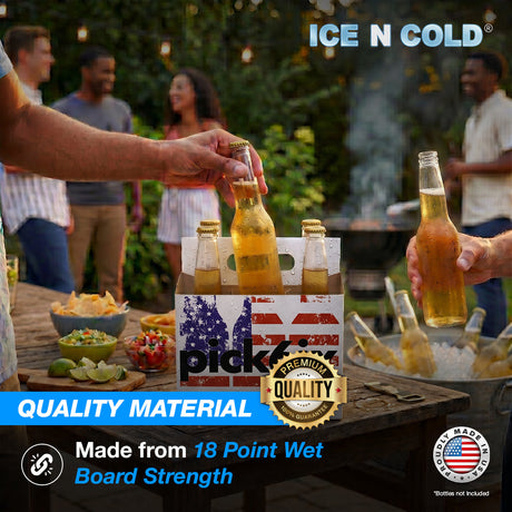 6pk Cardboard Carrier (Flag) 12oz Bottles & Cans | Made In USA ICE N COLD®