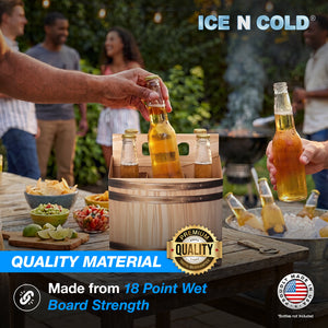 6pk Cardboard Carrier (Barrel) 12oz Bottles & Cans | Made In USA ICE N COLD®