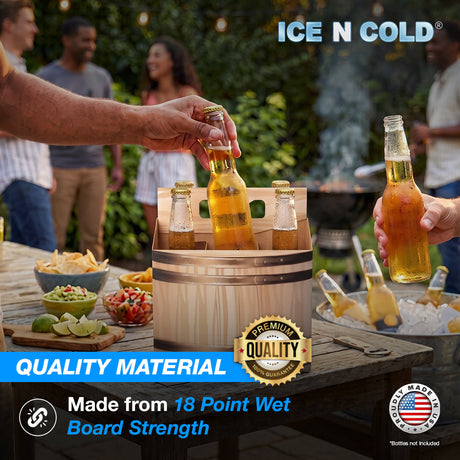 6pk Cardboard Carrier (Barrel) 12oz Bottles & Cans | Made In USA ICE N COLD®