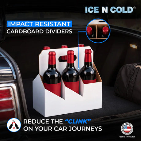 4pk Cardboard Wine Bottle Carrier (White) - 750ml & 22oz Wine & Beer Bottles ICE N COLD®