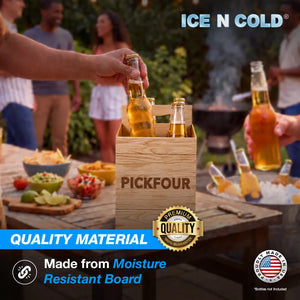 4pk Cardboard Carrier (Crate PickFour) - 12oz Bottles & Cans ICE N COLD®