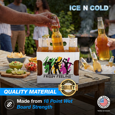 6pk Cardboard Carrier (Friday Feeling Die-Cut) 12oz Bottles & Cans | Made In USA C-Store Packaging