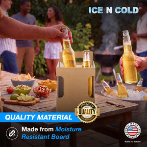 4pk Cardboard Carrier (Kraft Brown, Label View) - 12oz Bottles & Cans (Copy) ICE N COLD®