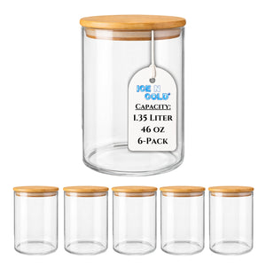 Borosilicate Glass Storage Canisters with Bamboo Lids - Airtight Pantry Jars for Flour, Sugar, Rice, Pasta, Coffee & Candles - Clear Kitchen Containers