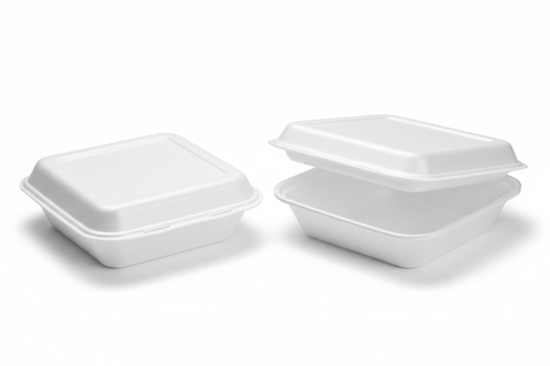 9X9 WHITE HINGED food container