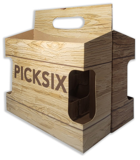 6pk Cardboard Carrier (Die-Cut Crate Design) | Holds 6pk 12oz Bottles