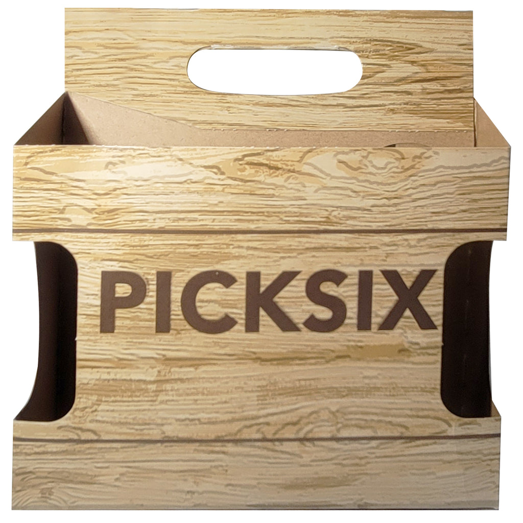 6pk Cardboard Carrier (Die-Cut Crate Design) | Holds 6pk 12oz Bottles