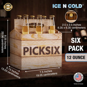 6Pk Cardboard Carrier – Brown Crate Pick Six – 12oz Bottles & Cans | Made In USA ICE N COLD®