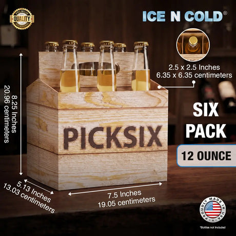 6Pk Cardboard Carrier – Brown Crate Pick Six – 12oz Bottles & Cans | Made In USA ICE N COLD®
