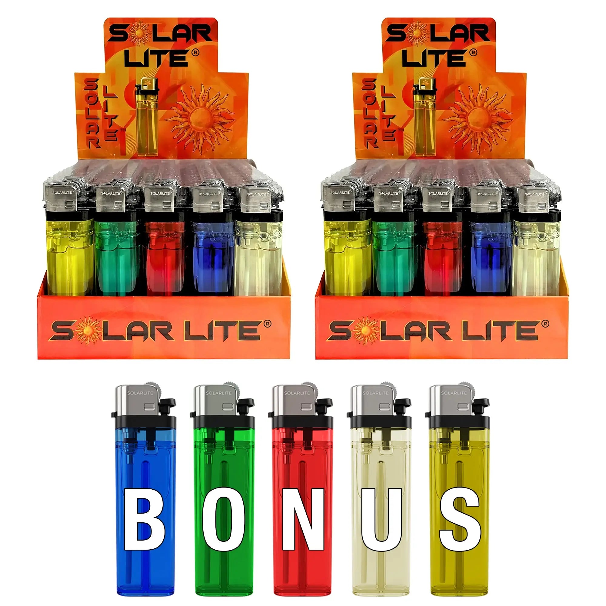 Solar Lite® Clear Lighters | 50pk to 1000pk | Bonus 5 Free – Jay's