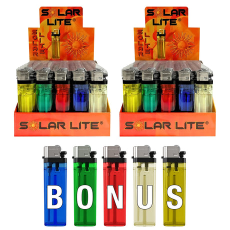 Solar Lite® Clear Lighters | 50ct | Bonus Free 5-Pack lighters Included with Every 50pk Purchase. ICE N COLD®