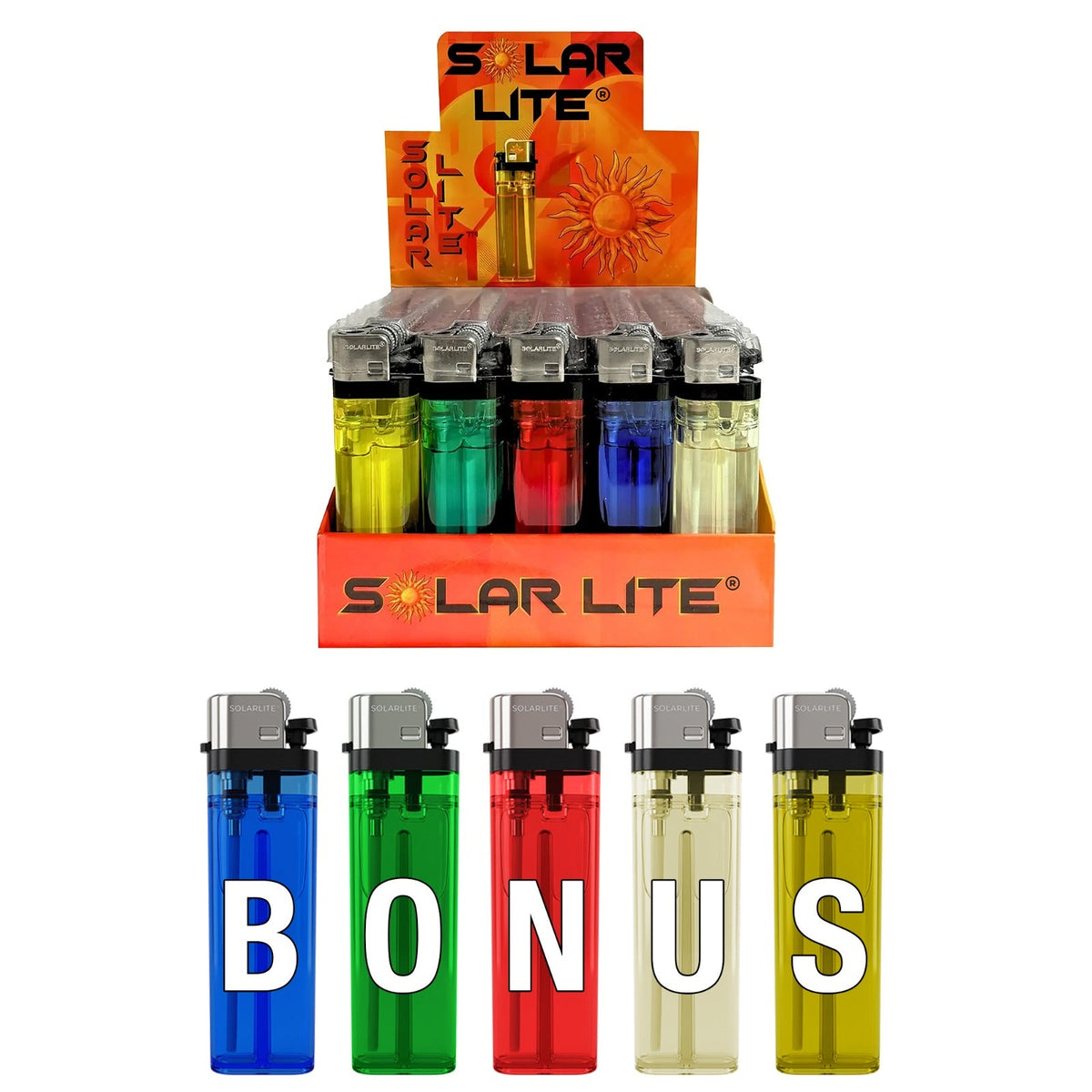 Disposable Lighters (50pk to 1000pk) | Solar Lite® | Bonus 5pk on 50, 100 & 200 ICE N COLD®